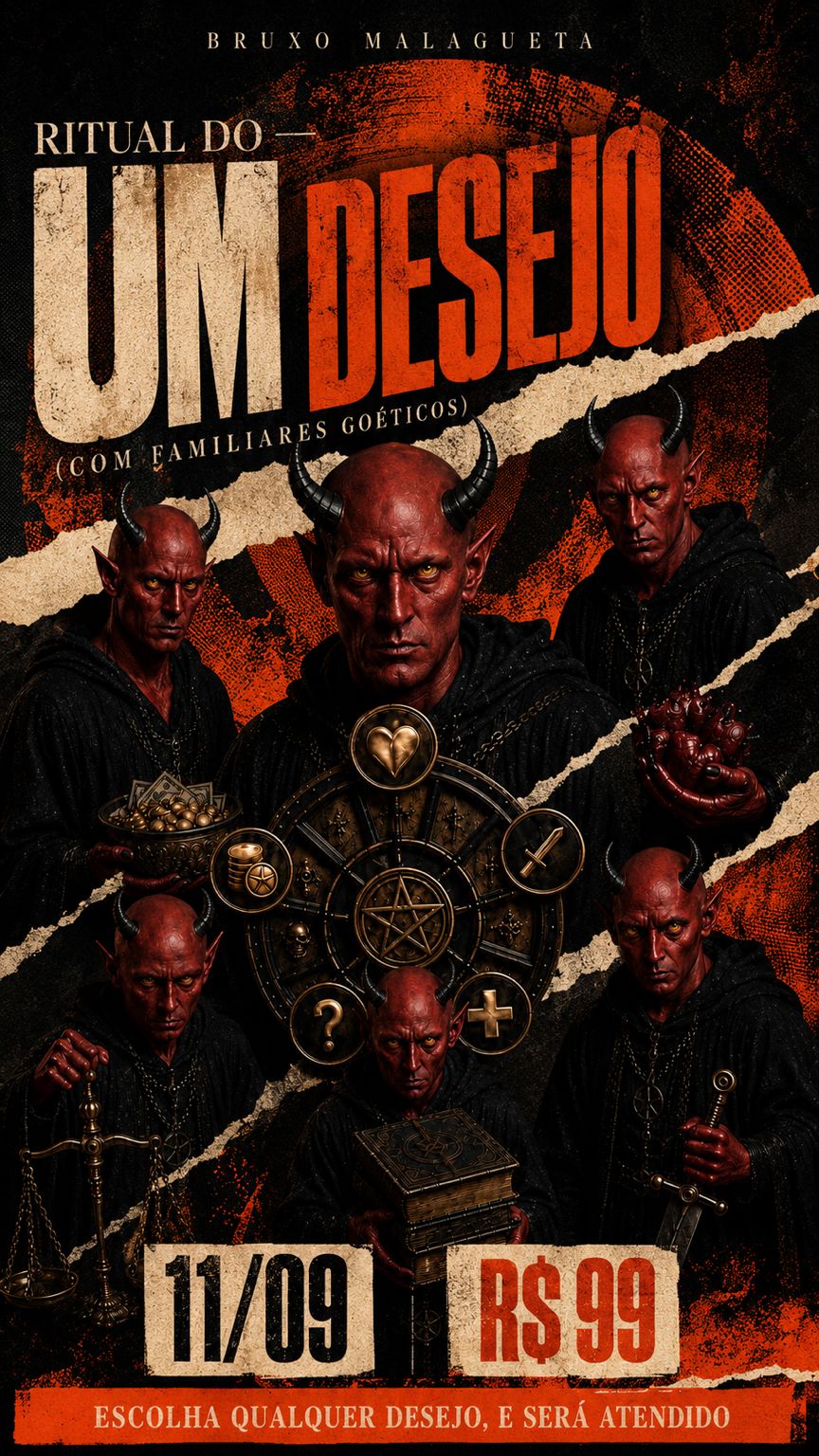 Flyer do ritual Ritual do Um Desejo (com Familiares Goéticos)