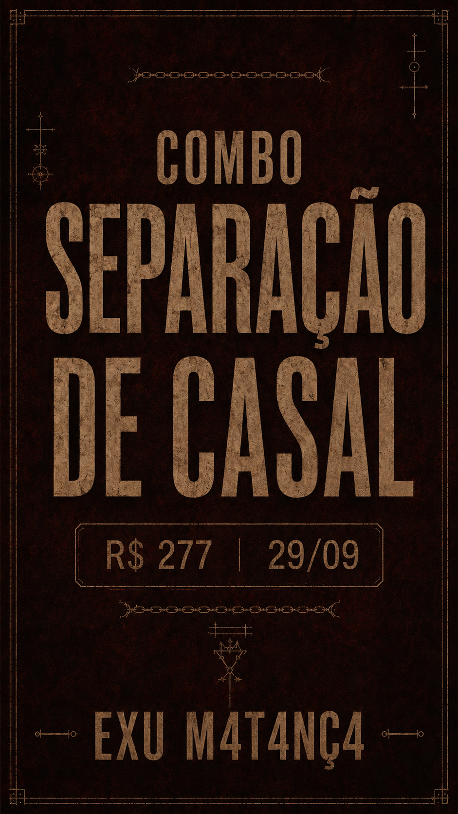Flyer do ritual Combo Separação de Casal