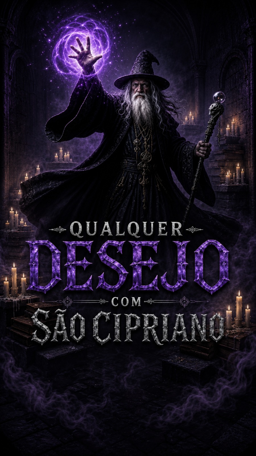Flyer do ritual Qualquer Desejo com São Cipriano