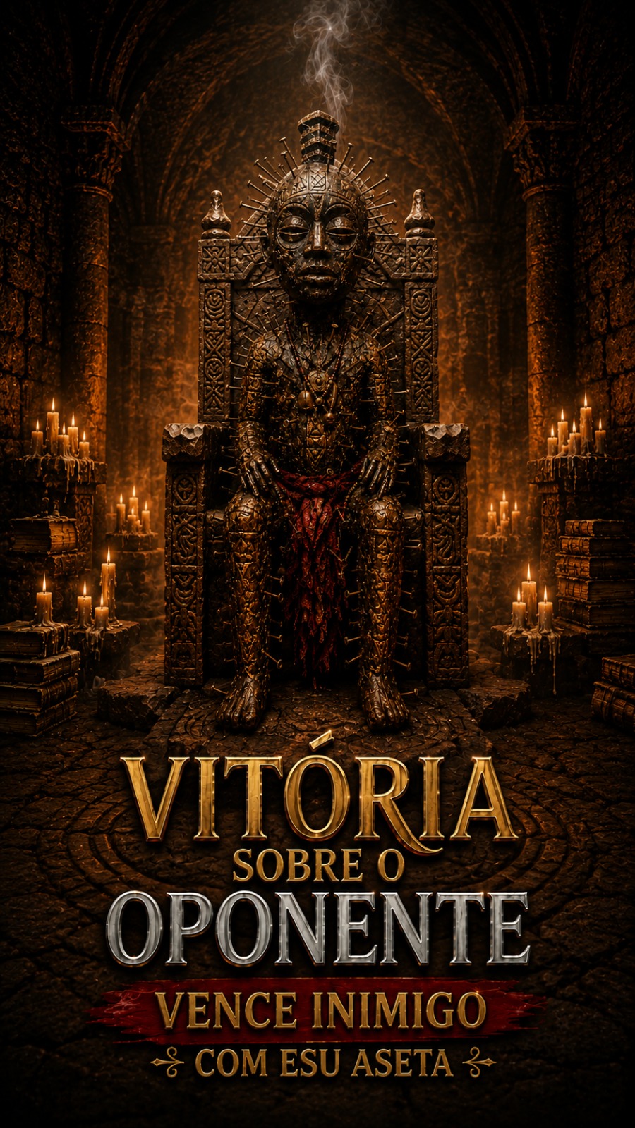 Flyer do ritual Vitória sobre o Oponente com Esu Aseta