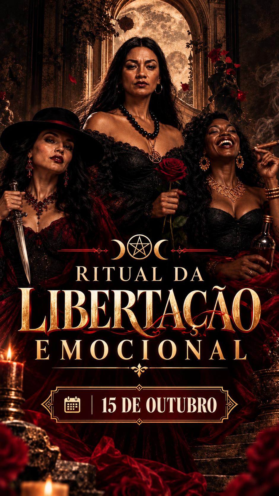 Flyer do ritual Ritual da Libertação Emocional com as 3 Marias