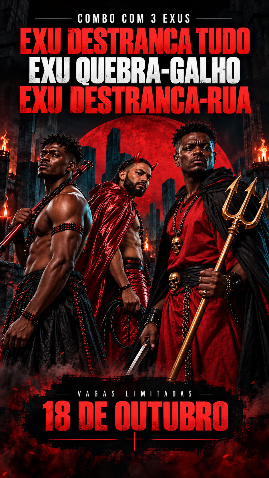 Flyer do ritual Combo com 3 Exus dos Caminhos